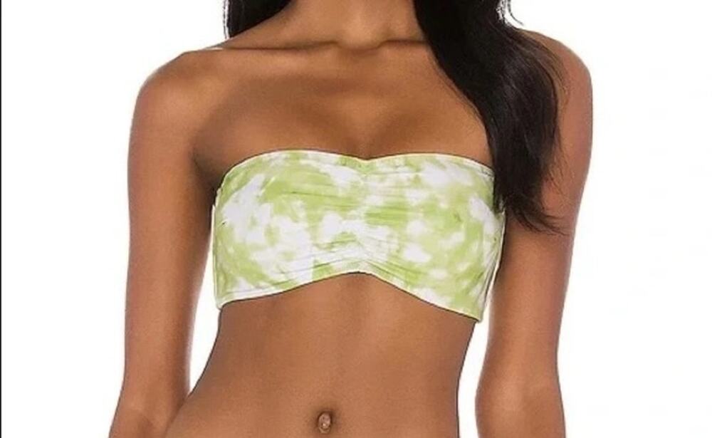 Faithfull the Brand Green Tie Dye Bandeau Bikini Swim Top Size Large